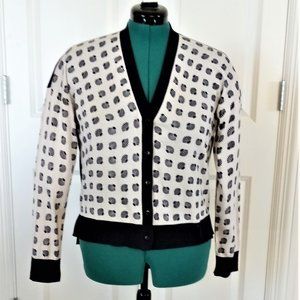 NEW ANN TAYLOR  NAVY & CREAM CARDIGAN (L)